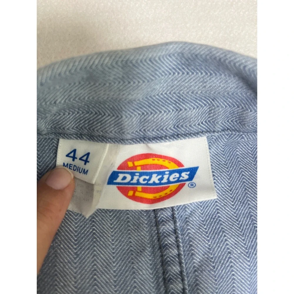 Vintage Dickies Coveralls Faded Blue Herringbone Twill Workwear Jumpsuit Cotton